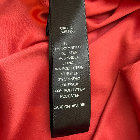 Vtg BCBG Paris Satin Ruffle Bodycon Mini Dress Women's 6 Red Black Cocktail Y2K - Picture 11 of 13